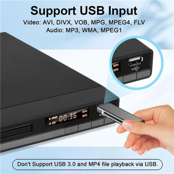 CD DVD Player for TV With HDMI and RCA Cable Included HD 1080P NEW - Picture 5 of 7